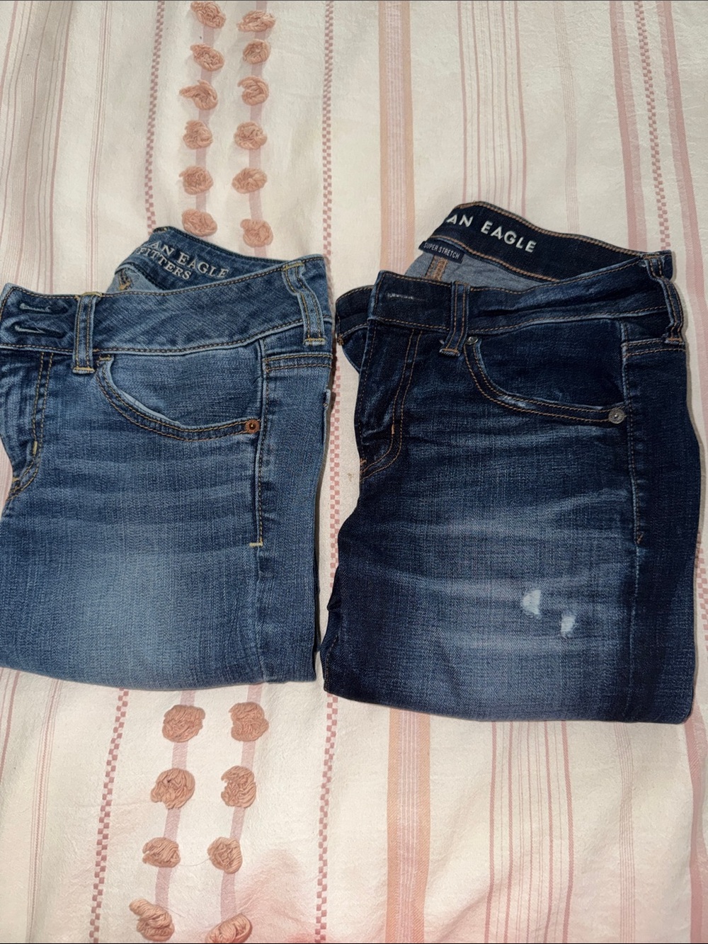 2 pair American Eagle Outfitters Women’s Jeans- skinny jean and flare leg